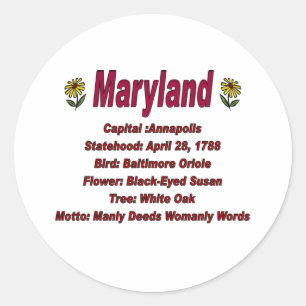 Maryland State Info Sticker