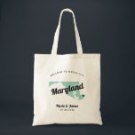 Maryland State Map Wedding Welcome Bag Tote, Black<br><div class="desc">Wedding weekend welcome gift bag for out of town guests to your wedding, featuring image of Maryland. You may edit the colours for any part of this design, as well as move the heart to the location of your wedding. To change colours, click personalise and then "edit using the design...</div>