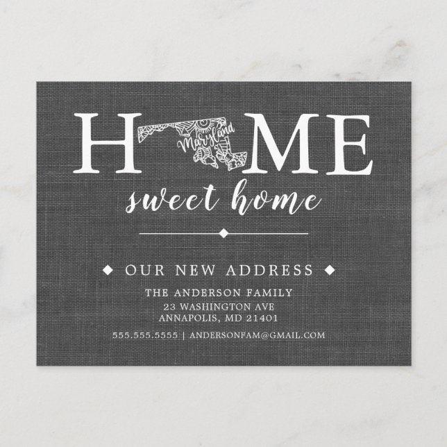 MARYLAND State Moving Announcement Post Card (Front)