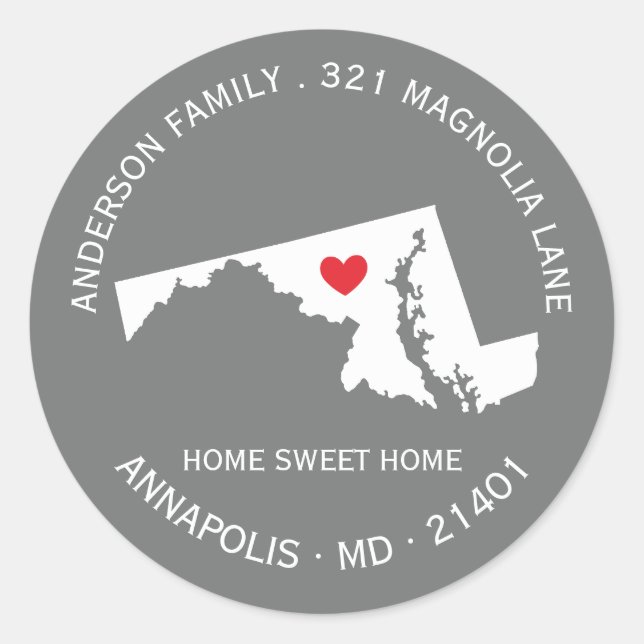 MARYLAND State | New Home Address Label Sticker (Front)