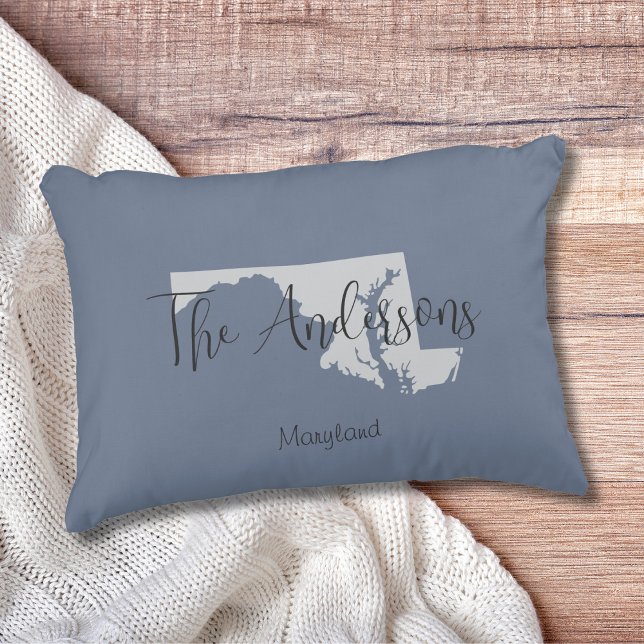 Maryland State Outline Minimal Throw Pillow (Show pride for your state and personalize it!  "love makes this house a home in <your state>")