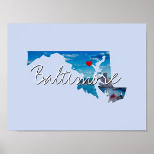Maryland State Photo insert and town name Poster