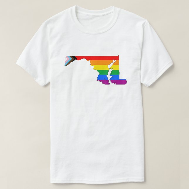 Maryland State Pride LGBTQ Progress Pride T-Shirt (Design Front)