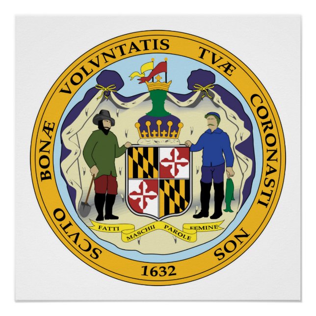 Maryland state seal america republic symbol flag poster (Front)