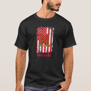 Maryland Terrapins Patriotic Retro American Flag B T-Shirt