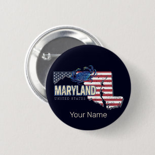 Maryland United States Retro State Map Vintage USA 6 Cm Round Badge