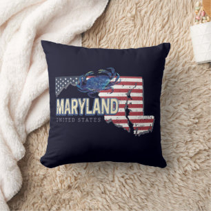 Maryland United States Retro State Map Vintage USA Cushion