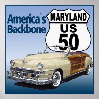 Maryland US Route 50 Poster