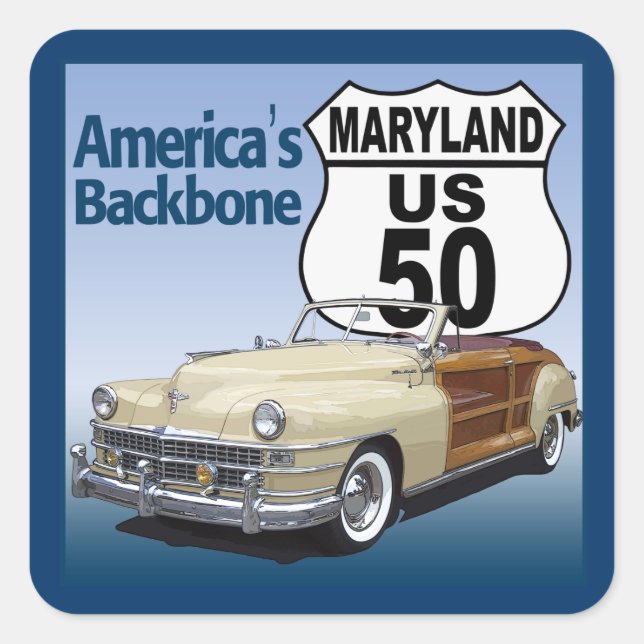 Maryland US Route 50 Square Sticker (Front)