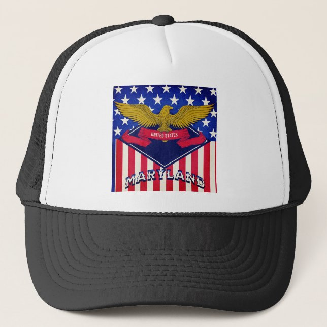 Maryland USA Flag Trucker Hat (Front)