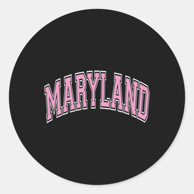 Maryland Varsity Style K Text Classic Round Sticker (Front)