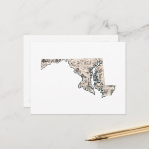 Maryland Vintage Picture Map Postcard