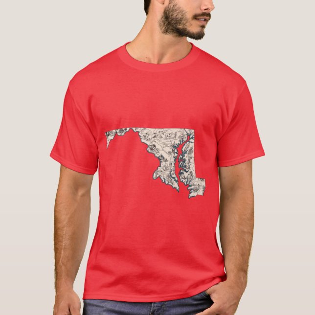 Maryland Vintage Picture Map T-Shirt (Front)