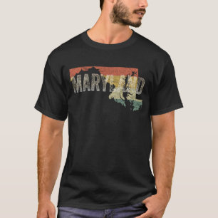 Maryland Vintage Retro Sunset State Map T-Shirt