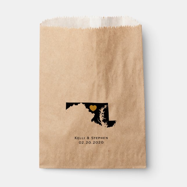 Maryland Wedding Favour Treat Sacks, Gift Bags (Front)