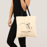 Maryland Wedding Welcome Bag Tote, Black Map<br><div class="desc">Wedding welcome gift bag featuring map graphic. Your guests will love checking into their hotel and finding this tote filled with treats awaiting them. You may position the heart to the location of your big day using the "customise further" feature.</div>