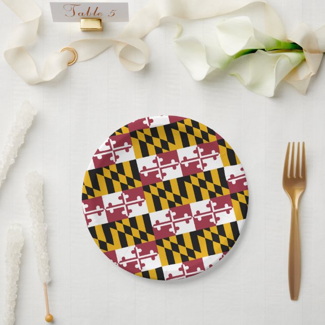 Marylander Flag Design, Flag of Maryland Paper Plate (Wedding)