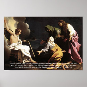 Marys,Jesus Tomb, He is Risen Bible Verse Artwork Poster