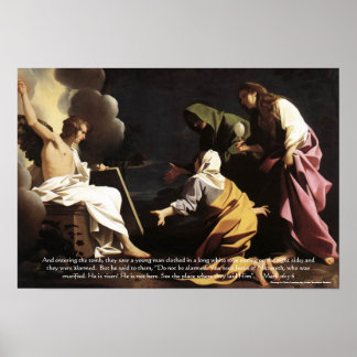 Marys,Jesus Tomb, He is Risen Bible Verse Artwork Poster
