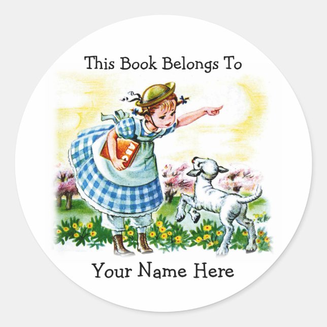 Mary's Lamb Bookplate Sticker (Front)