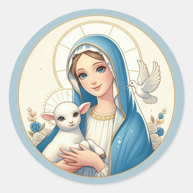 Mary's Little Lamb Classic Round Sticker (Front)