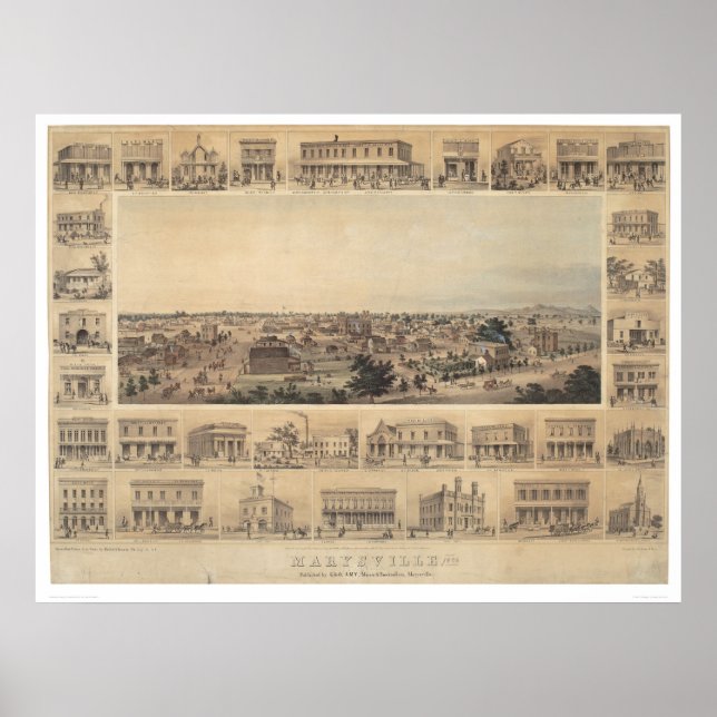 Marysville, California Panoramic Map (2505A) Poster (Front)