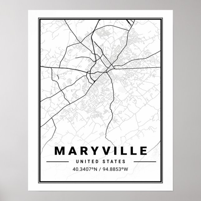 Maryville Tennessee USA Travel City Map Poster (Front)