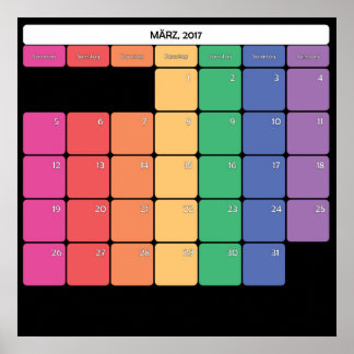 März 2017 kallender planner german poster