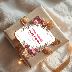 Mas Amor Por Favor More Love Please Rose Frame  Square Sticker