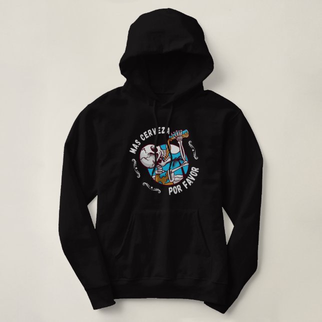 Mas cerveza Day of the Dead Dia de muertos Hallowe Hoodie (Design Front)