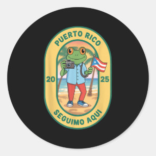 Más Fotos Puerto Rico Rican Flag Funny Sapo Concho Classic Round Sticker