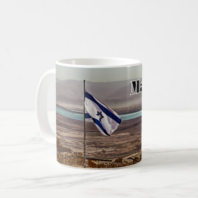 Masada View with Flag Coffee Mug (Front Left)