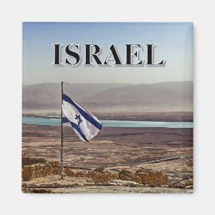 Masada View with Israeli Flag Magnet