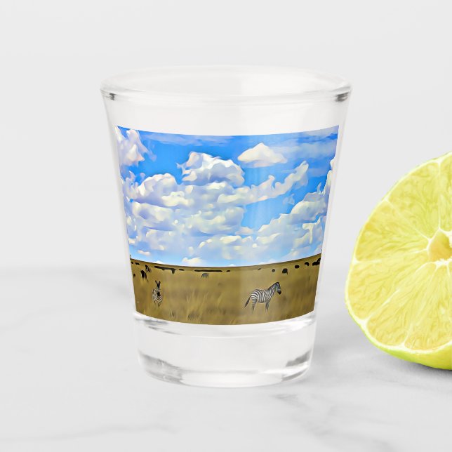 Masai Mara Zebra Shot Glass (Front)