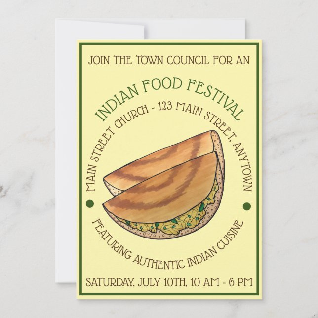 Masala Dosas South Indian Cuisine Food Festival Invitation (Front)