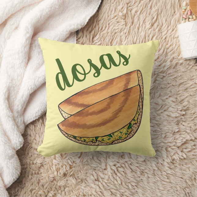 Masala Dosas South Indian Food Cuisine Potato Dosa Cushion (Blanket)