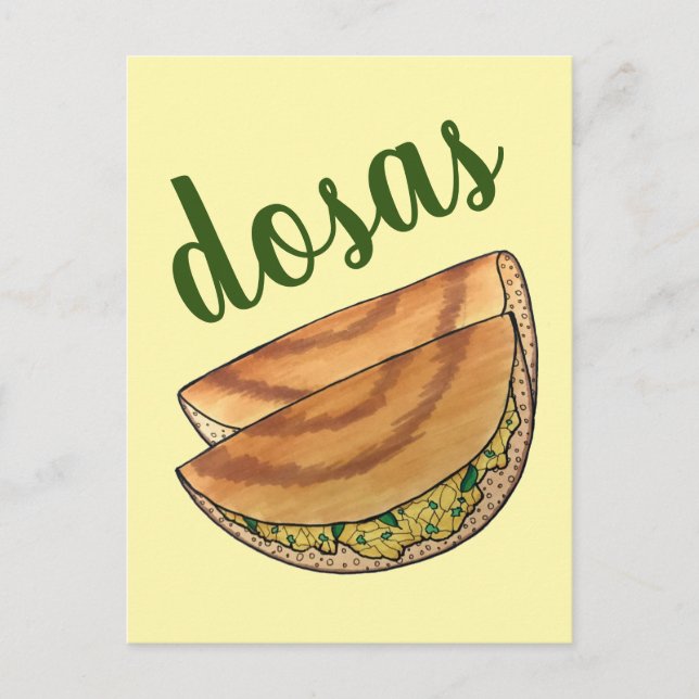 Masala Dosas South Indian Food Cuisine Potato Dosa Postcard (Front)