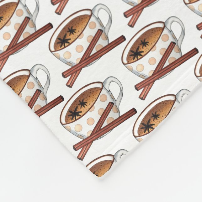Masala Spiced Chai Tea Teacup Indian Cuisine Fleece Blanket (Corner)