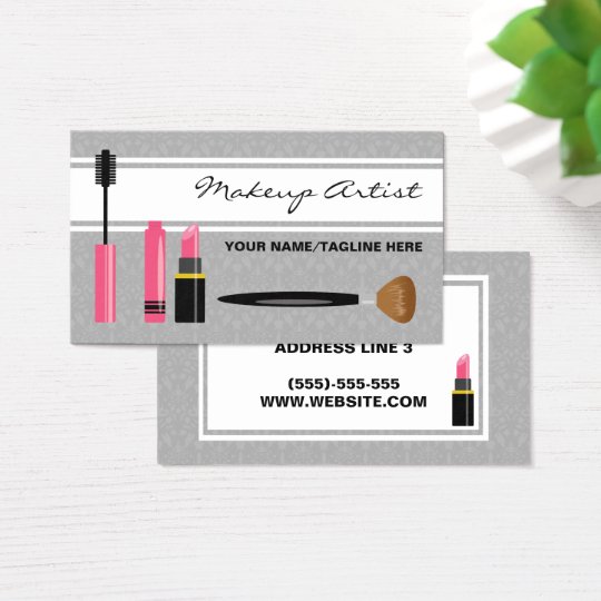 Mascara Lipstick And Brush Makeup Artist Business Card