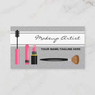 Mascara Lipstick And Brush Makeup Artist Business Card