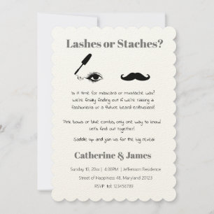 Mascara or Moustache Funny Quirky Gender Reveal  Invitation