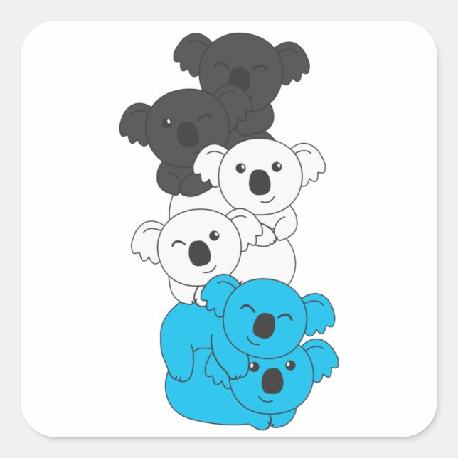 Mascic Flag Pride Lgbtq Cute Koala Pile Square Sti Sticker (Front)