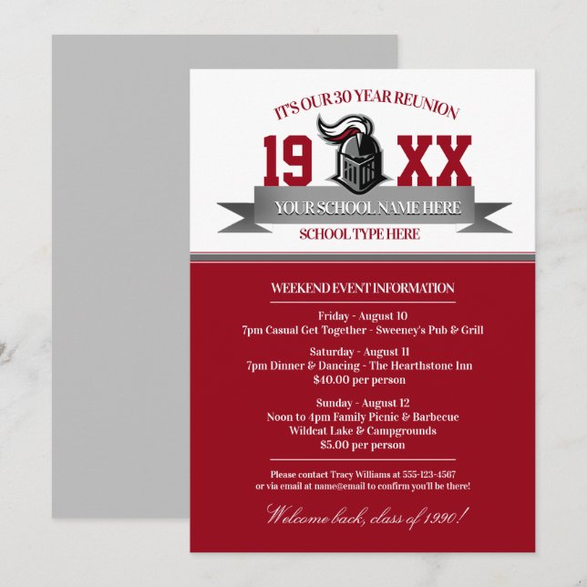 Mascot Banner Class Reunion Invitations (Front/Back)