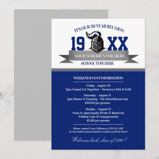 Mascot Banner Class Reunion Invitations (Front/Back)