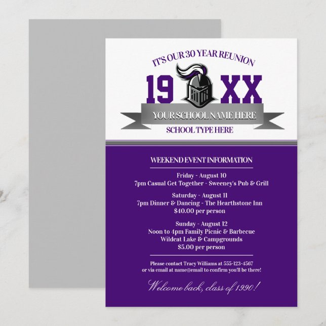 Mascot Banner Class Reunion Invitations (Front/Back)