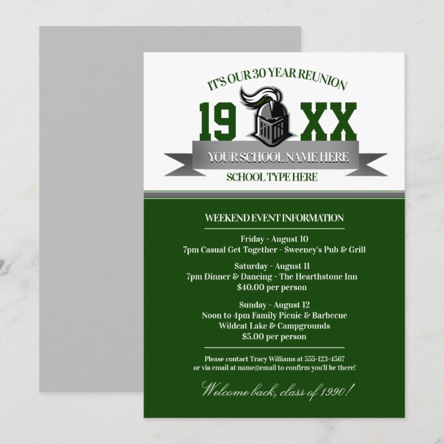 Mascot Banner Class Reunion Invitations (Front/Back)