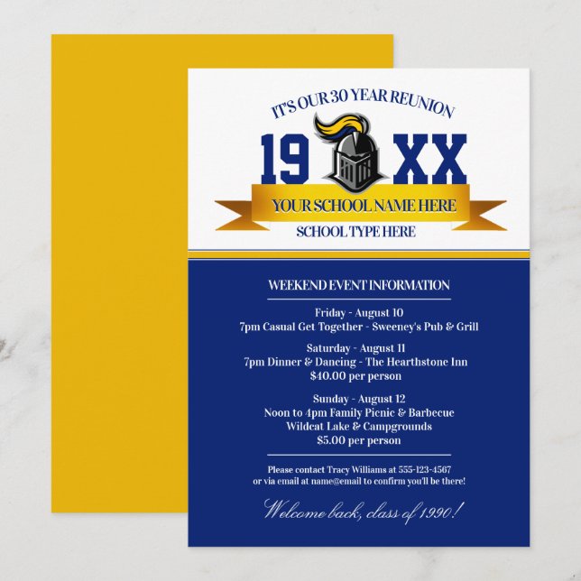 Mascot Banner Class Reunion Invitations (Front/Back)