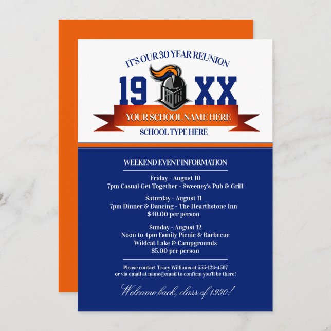 Mascot Banner Class Reunion Invitations (Front/Back)