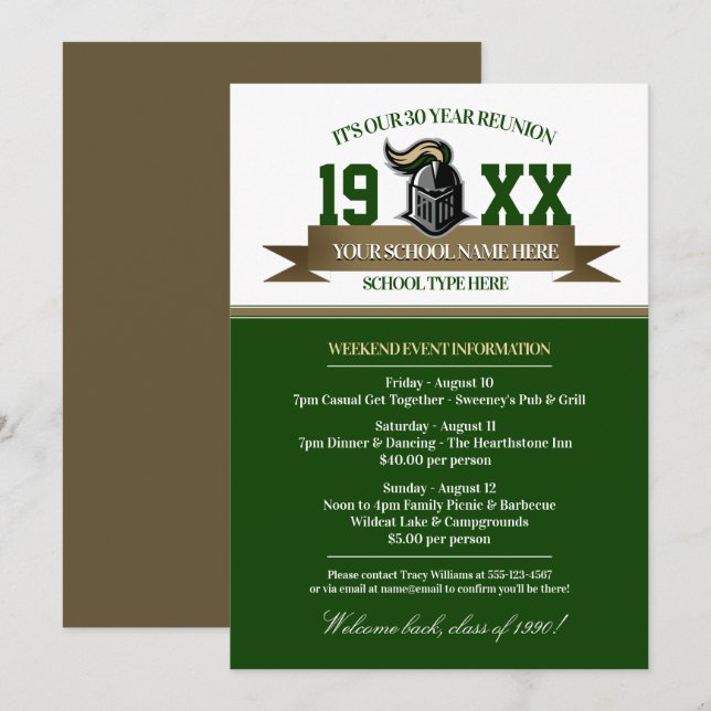 Mascot Banner Class Reunion Invitations (Front/Back)
