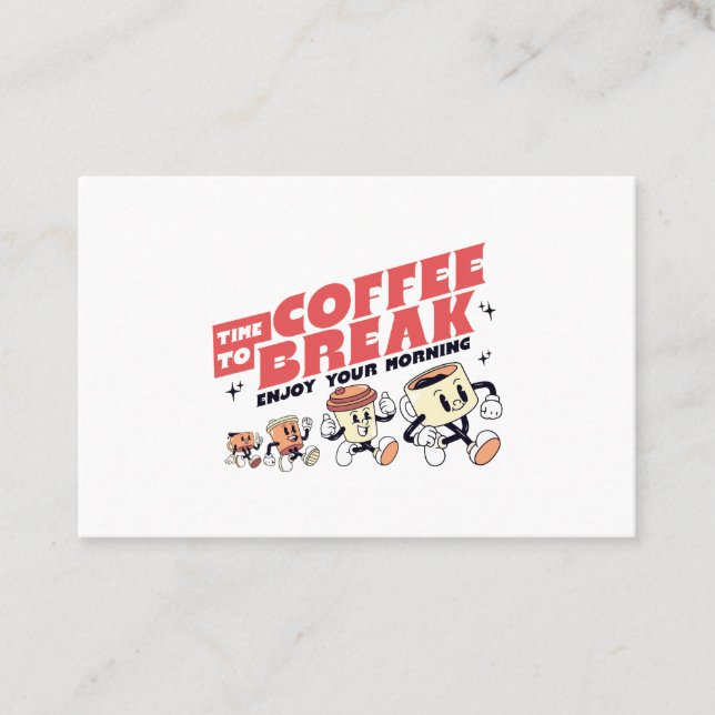 Mascot Coffee - Time To Coffee Break Business Card (Front)